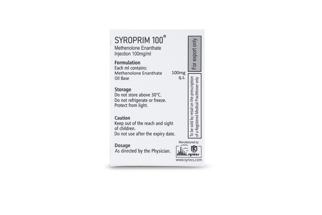 Methenolone Enanthate 100mg (Syrocs)10 ML VIALS 